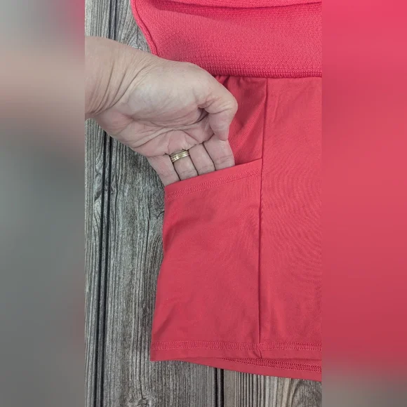 Alo Size Large Sweater Skirt In Candy Red With White Stripes Lined With Shorts - Picture 10 of 14